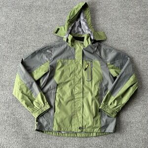 Outdoor Sport Jacket Mens Large Green Hooded Wind Water Proof Breathable Zip